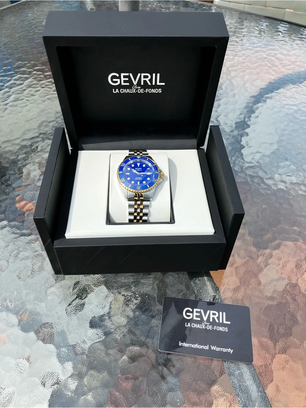 Gevril Men's Two-Tone Blue Dial Automatic Watch